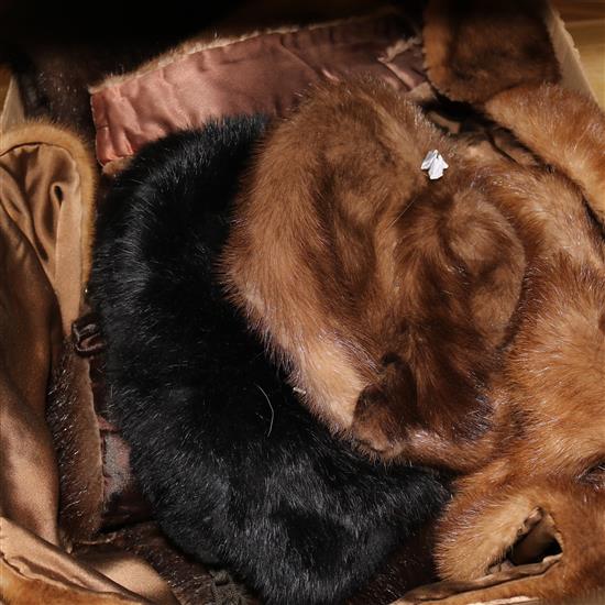 A mink jacket, stole & collars